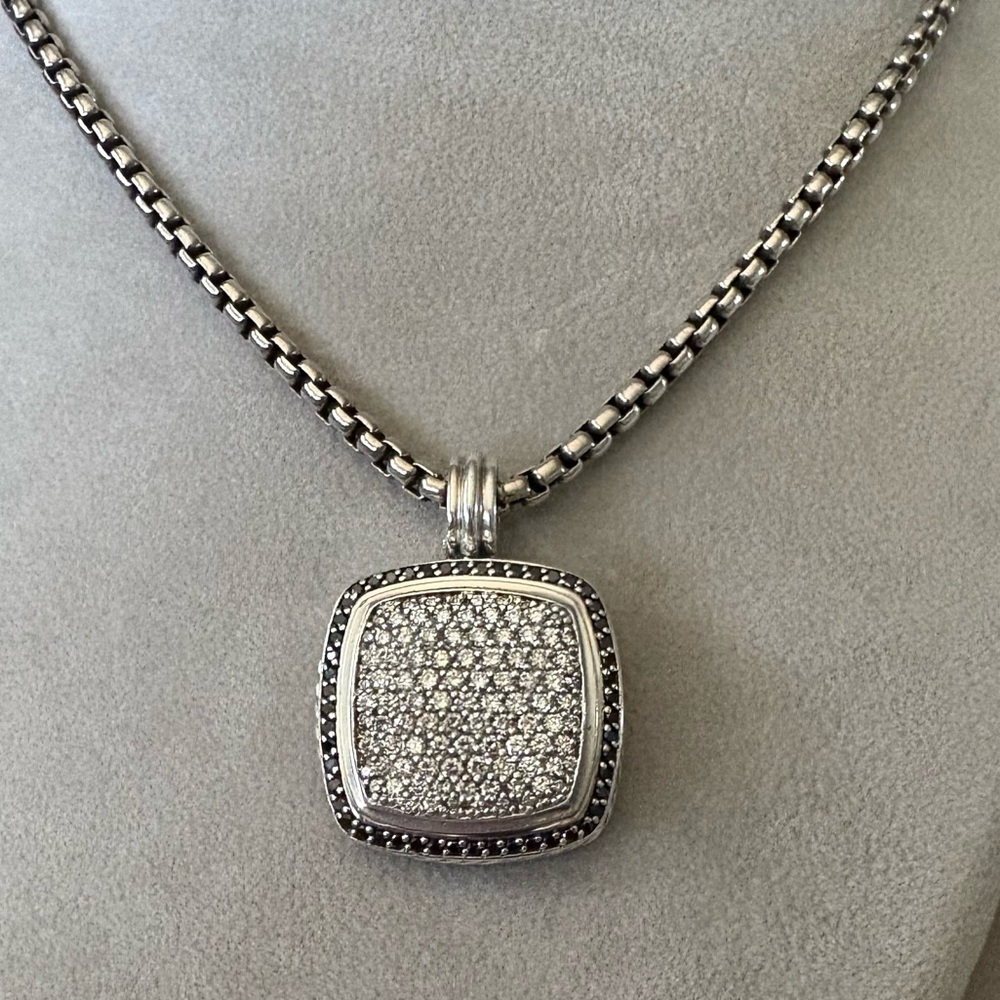 David Yurman 20mm Pave Diamond Pendant Necklace